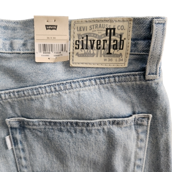 Levi's SilverTab Straight Distressed Denim Jeans Men's 36x34 Country Western - Picture 3 of 11